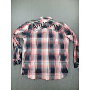 Affliction Shirt Mens XL Red Plaid Long Sleeve Button Up Western Cotton Rockstar